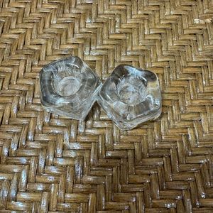 Crystal Candle Holders 5-Sided Smooth Rounded Top Set Of 2